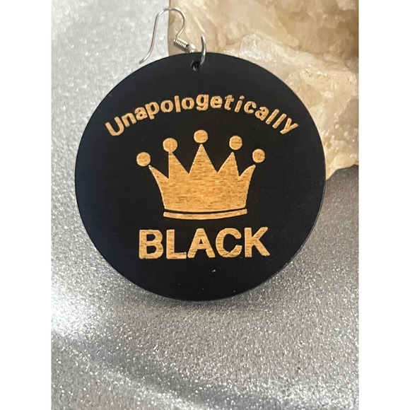 Unapologetically Black Earrings, Gold Crown, Queen, King Statement Earrings -New - Picture 9 of 16